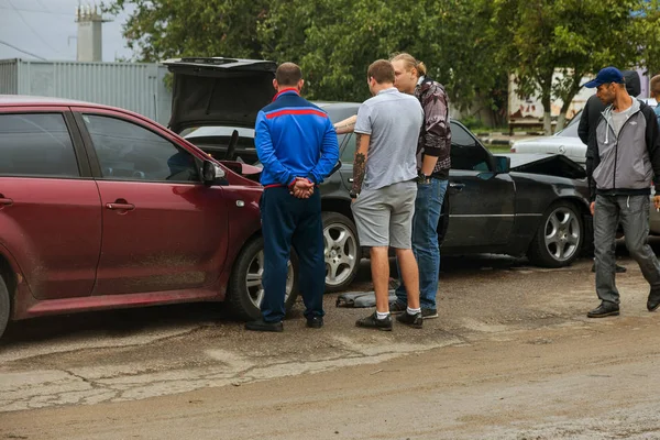 Odessa Ucrania Agosto 2017 Accidente Accidente Tráfico Calle Coches Dañados — Foto de Stock