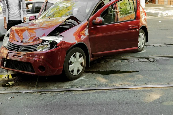 Odessa Ukraina Września 2017 Wypadku Samochodowym Autostradzie Wypadek Ulicy Uszkodzone — Zdjęcie stockowe