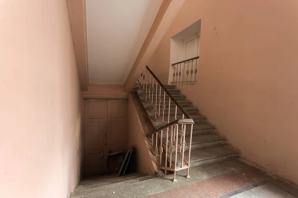 Cimento Escadas Pedra Antigo Edifício Uma Escada Pedra Vintage Entre — Fotografia de Stock