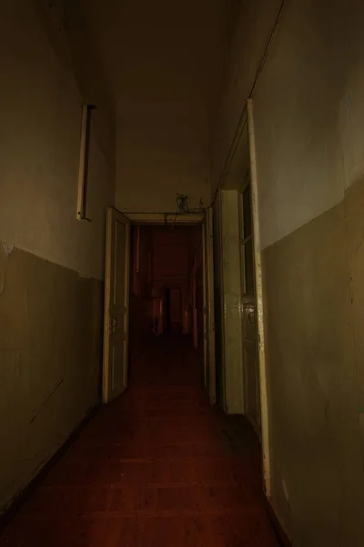 Dark Corridor Mystical Interior Dark Empty Corridor Tunnel Abandoned House — Stock Photo, Image