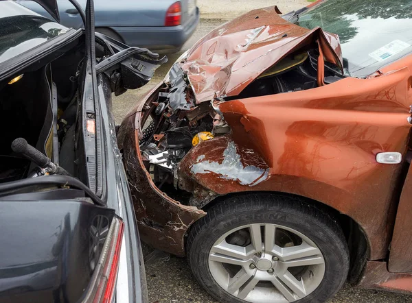 Odessa Oekraïne Augustus 2017 Ongeval Auto Ongeluk Straat Beschadigde Auto — Stockfoto