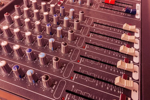 Controlador Música Som Misturador Elétrico Equipamento Áudio Estúdio Gravação Console — Fotografia de Stock