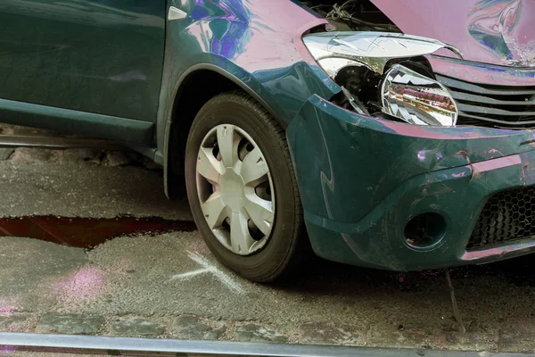 Odessa Ukraina Września 2017 Wypadku Samochodowym Autostradzie Wypadek Ulicy Uszkodzone — Zdjęcie stockowe