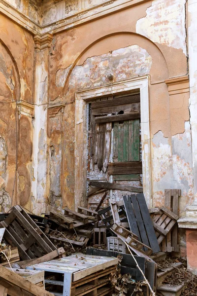 Interior Místico Abandonado Mansão Período Soviético Urss Velho Abandonado Arruinado — Fotografia de Stock
