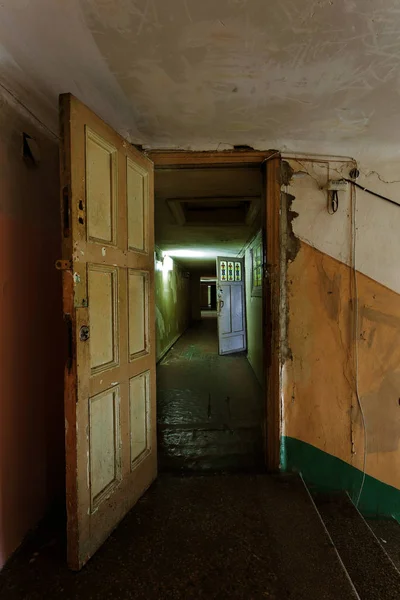 Dark Corridor Mystical Interior Dark Empty Corridor Tunnel Abandoned House — Stock Photo, Image