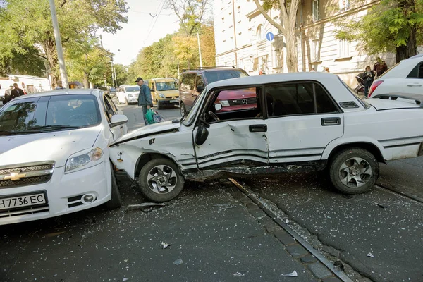 Odessa Ucrania Septiembre 2017 Accidente Automovilístico Carretera Accidente Tráfico Calle —  Fotos de Stock