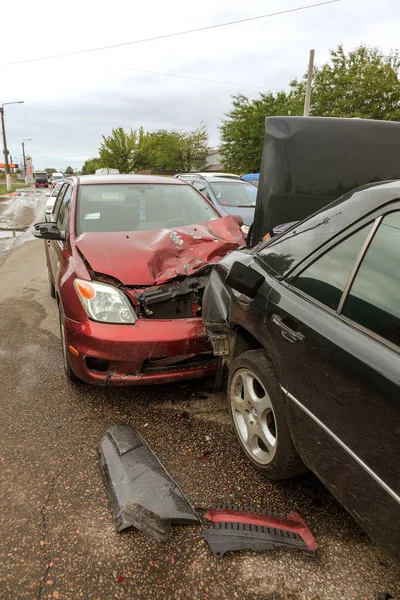 Odessa Ucrania Agosto 2017 Accidente Accidente Tráfico Calle Coches Dañados — Foto de Stock