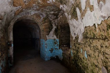 Bir yeraltı şarap mahzeni tünelde terk edilmiş bir. Yeraltı mezarlığı girişi. Zindan eski kalesine. Koyu evreleme için yaratıcı arka plan olarak. Antik zindan mistik iç