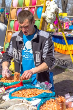 Odessa, Ukrayna - Nisan 1: insanlar kutlamak odessa mizah 1 Nisan 2013. mizah her yıl odessa day 1 Nisan düzenlenen bir büyük mizah festivali var. açık tatil ticaret. Full Satılık