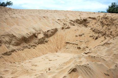 Güzel büyük sarı çölde kum plaj. Issız çöl kumulları