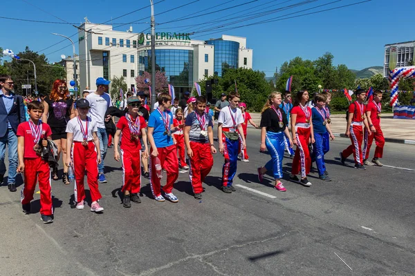 Novorossiysk Rusko Května 2018 Prvomájové Demonstrace Mír Práce Května Lidé — Stock fotografie