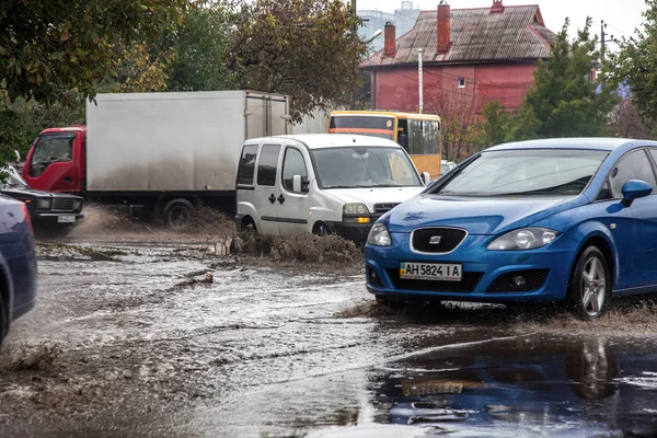 Odessa Ukraine October 2015 Result Heavy Rains Flooded Streets Big — Stock Photo, Image