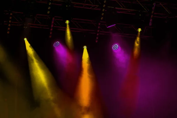 Stage Lights Background Show Light Dark Interior Theater Illuminated Projector — Stock Photo, Image