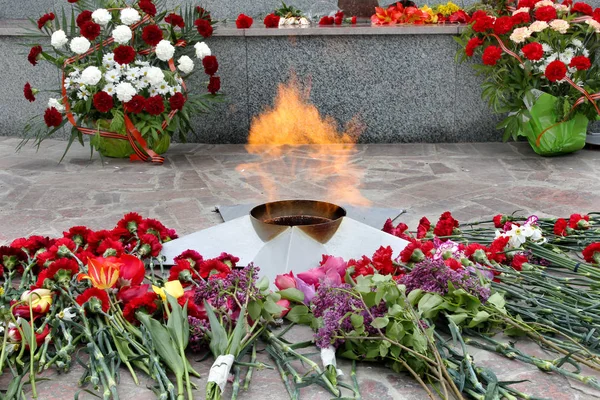 Den Eviga Elden Hedern Sovjetiska Soldater Dödades Stora Fosterländska Kriget — Stockfoto