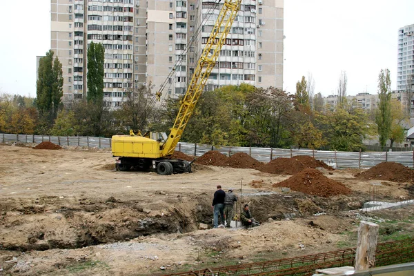 Odessa Ucrania Noviembre 2008 Lugar Construcción Investiga Establece Ciclo Cero — Foto de Stock