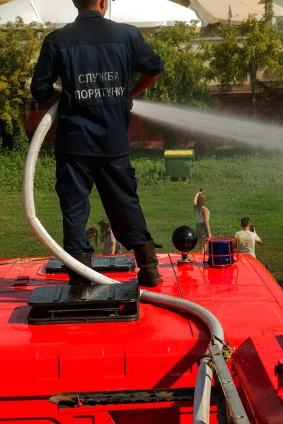 Одеса Україна Серпня 2017 Пожежний Пожежна Машина Пожежне Транспортного Засобу — стокове фото