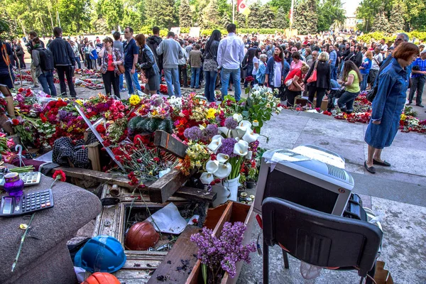 Odessa Ukraine May 2014 Tragedy Burning House Trade Unions Odessites — Stock Photo, Image
