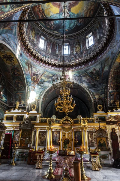 Odessa Ucrania Interior Iglesia Ortodoxa Altar Iconostasis Hermosos Arcos Arquitectónicos — Foto de Stock