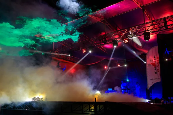 Odessa Ukraine August 2017 Lichtershow Lasershow Diskothek Partys Verwenden Musik — Stockfoto