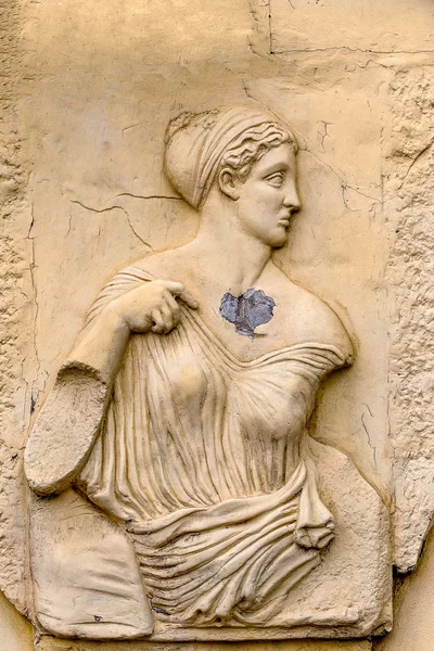 Kamienną Fasadą Freski Dekoracja Sceny Starożytne Mity Greckie — Zdjęcie stockowe