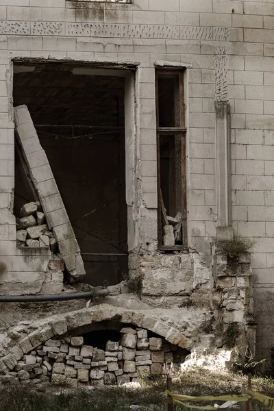 Intérieur Mystique Ruines Façade Bâtiment Abandonné Ruines Ancien Château Manoir — Photo