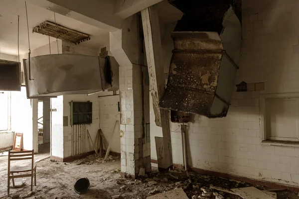 Interior Edifício Administrativo Residencial Ruínas Abandonado Após Incêndio Ruína Ruínas — Fotografia de Stock