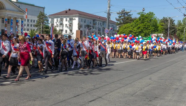 Novorossiysk Rusia Mayo 2018 Manifestación Del Primero Mayo Paz Job —  Fotos de Stock