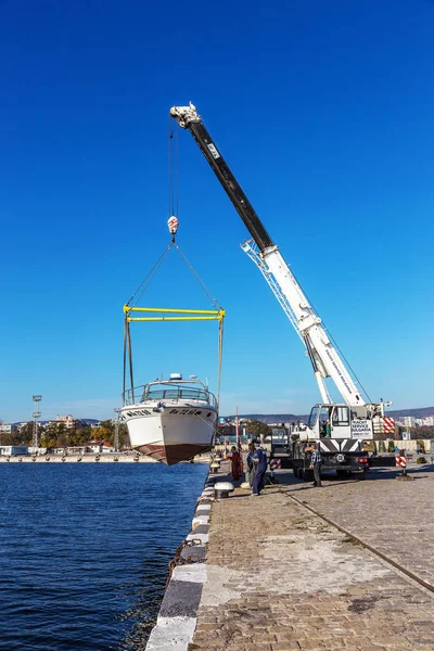 Varna Bulgaria Noviembre 2015 Lanzamiento Del Yate Privado Del Agua — Foto de Stock