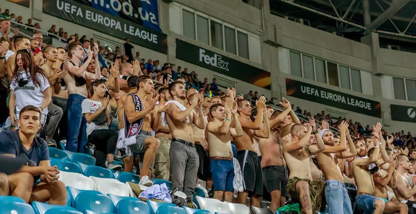 Odessa Ukraine September 2016 Aktive Fans Auf Der Fußballtribüne — Stockfoto