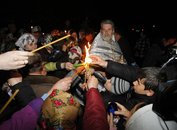 Odessa Kwietnia Pielgrzymi Przyniósł Święty Ogień Rytuał Grobu Holy Light — Zdjęcie stockowe