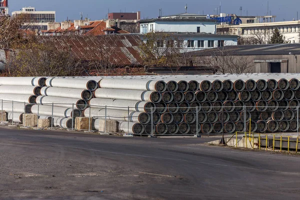 Варна Болгарія Листопада 2015 Незатребуваних Газових Труб Великого Діаметру Закритих — стокове фото