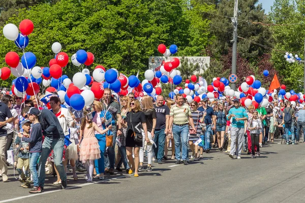 Novorossiysk Rusia Mayo 2018 Manifestación Del Primero Mayo Paz Job —  Fotos de Stock