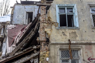 Odessa, Ukrayna - 20 Aralık 2014: deprem ve yıkıcı sömürü kentsel yapılar 20 Aralık 2014 Odessa, Ukrayna tarafından yok eski tarihi evleri kalıntıları.