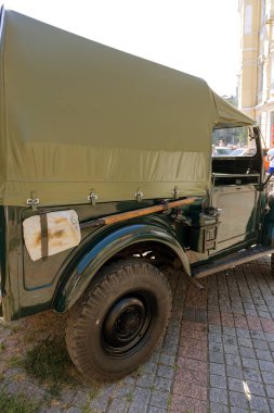 Odessa, Ukrayna 16 Ağustos 2017: Araçların benzersiz modelleri benzersiz, efsanevi vintage retro otomobil oto toplayıcıları sergisinde geleneksel sergi gösterilir. Retro Vintage Otomobil Fuarı