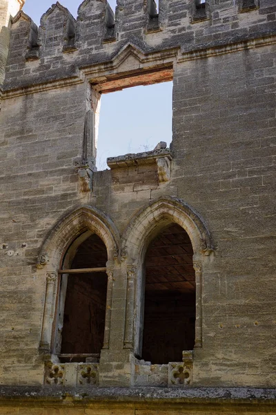 Interior Místico Ruínas Fachada Edifício Arruinado Abandonado Castelo Antigo Mansão — Fotografia de Stock