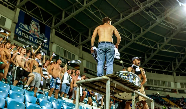 Odessa Ucrania Septiembre 2016 Aficionados Activos Tribuna Fútbol — Foto de Stock