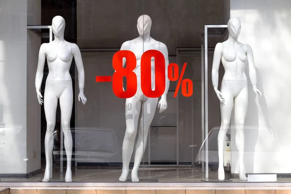 Maniquí Hombre Mujer Desnudos Tienda Itrina Venta Interés — Foto de Stock