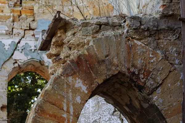 Interior Místico Ruinas Fachada Edificio Abandonado Ruinas Antiguo Castillo Mansión — Foto de Stock