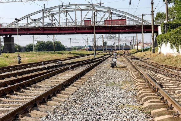 Odessa Ucrania Agosto 2015 Vías Férreas Patio Estación Trenes Locales — Foto de Stock