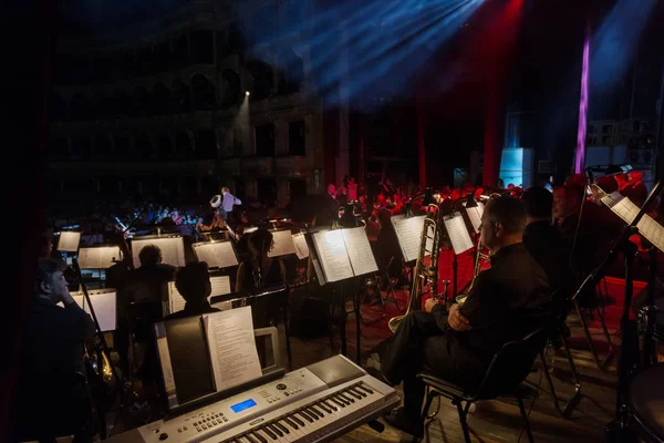 Odessa Ukraine Agosto 2018 Espetáculo Musical Orquestra Sinfônica Variedade Palco — Fotografia de Stock