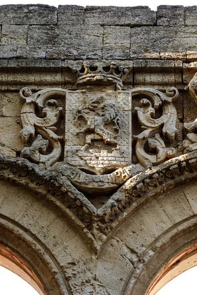 Detail Sochařské Design Budovy Barokním Stylu Umění Vyřezávané Ozdoby Basreliéf — Stock fotografie