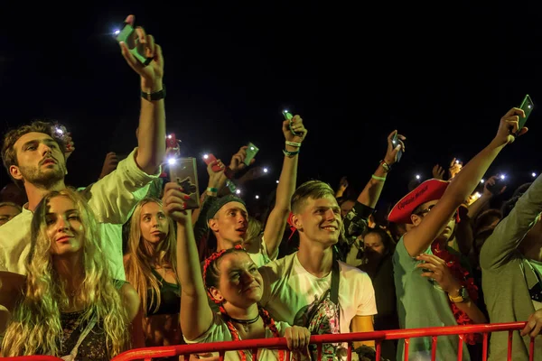 오데사 우크라이나 2017 관중의 콘서트의 보여줍니다 음악과 스포츠 게임의 해변의 — 스톡 사진