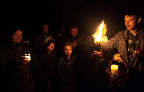 Odessa April Pilgrimer Kom Trogen Församlingsborna Den Heliga Elden Ritualen — Stockfoto