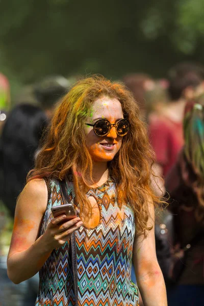 Krasnodar Russia Maj 2018 Festiwal Kolorów Tradycyjny Indyjski Festiwal Holi — Zdjęcie stockowe