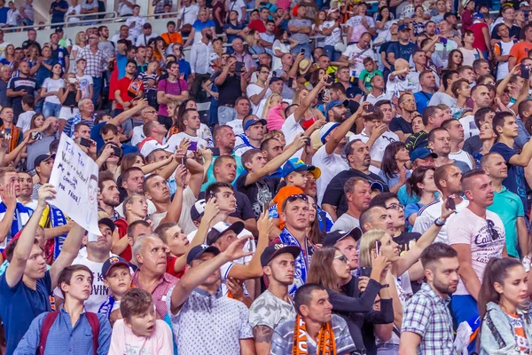 Odessa Ukraina Juli 2018 Skara Fotbolls Åskådare Stadion Besökare Fyllde — Stockfoto