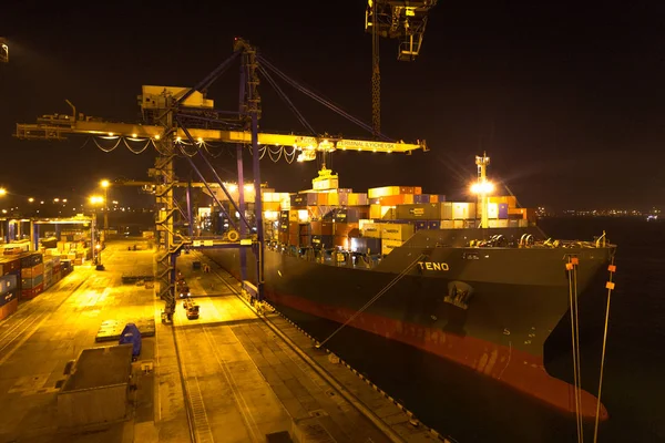 Odessa November Entladen Von Containern Auf Seeschiffen Der Nacht Rund — Stockfoto