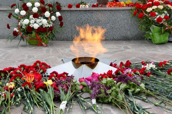 Eternal Flame Honor Soviet Soldiers Killed Great Patriotic War Memorial — Stock Photo, Image