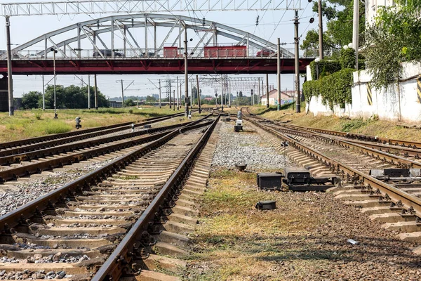 Odessa Ucrania Agosto 2015 Vías Férreas Patio Estación Trenes Locales — Foto de Stock