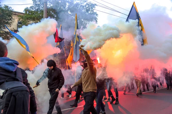 Odessa Ukrayna Ekim 2015 Fener Alayı Radikal Aşırı Sol Partilerin — Stok fotoğraf