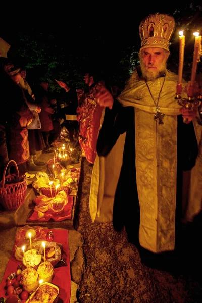 Odessa Abril Paroquianos Fiéis Cristãos Ortodoxos Vieram Consagrar Refeição Páscoa — Fotografia de Stock